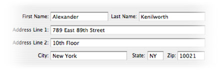 Complete address block with each field labeled