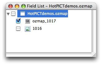 Field List Window Showing HotPICT Field