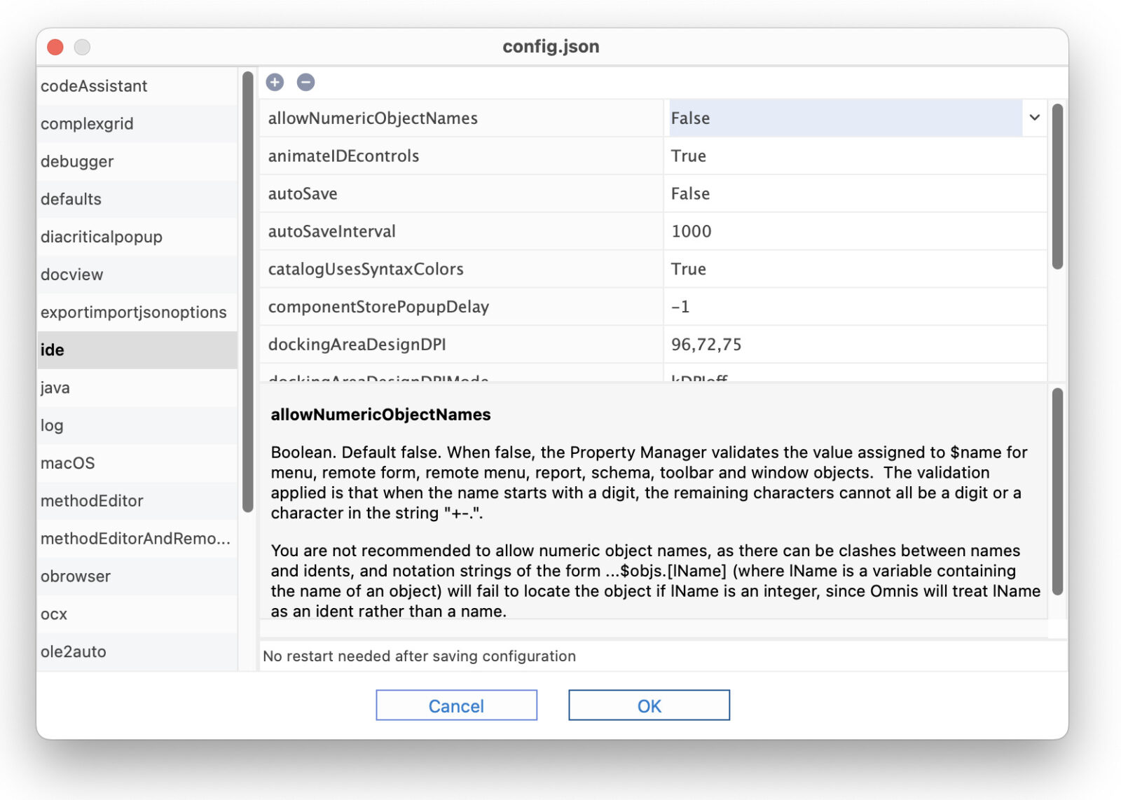 Omnis Studio 11: the new Configuration Editor