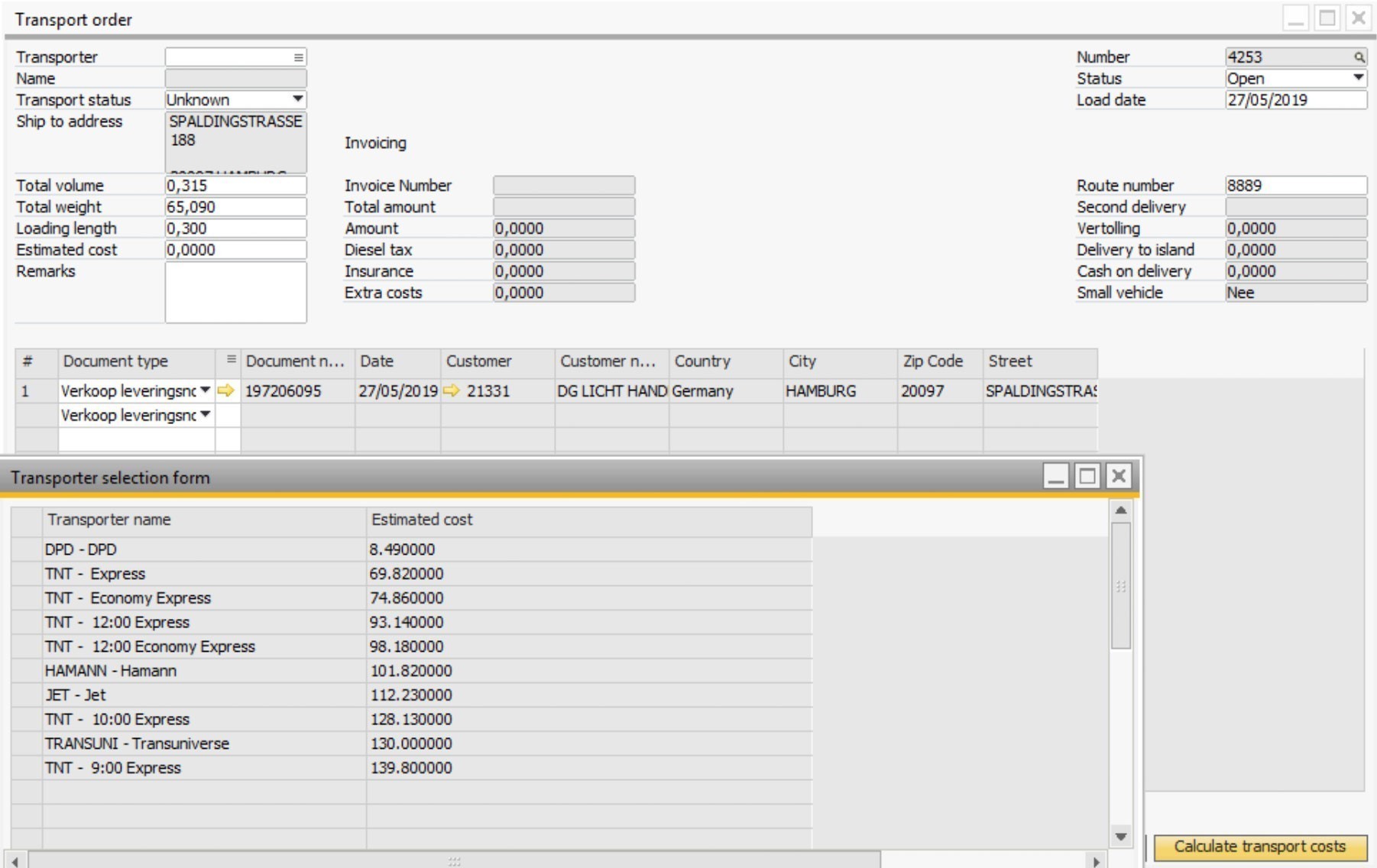 Transport Cost Calculator