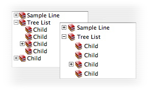 Node icons with additional spacing